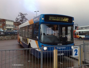 Stagecoach service 55 arrives into Exeter Bus Station